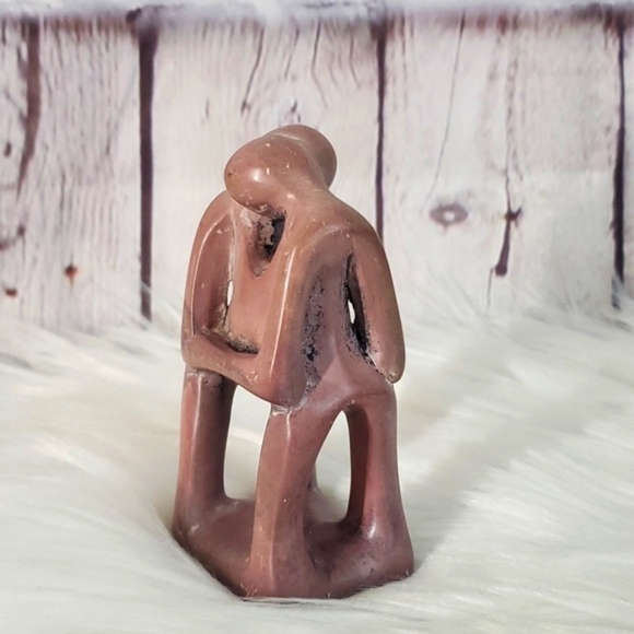Vintage 90s Soapstone Sculpted Couple Wedding Marriage Newlywed Pink Figurine 4" - Picture 8 of 14